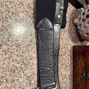 Lauren Ralph Lauren Black Crocodile-Embossed Belt